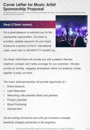 Music artist sponsorship proposal example document report doc pdf ppt