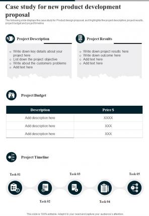 New Product Development Proposal For Case Study One Pager Sample Example Document