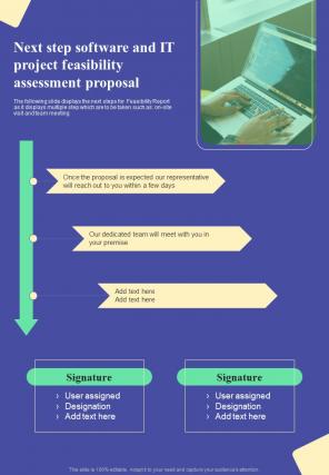 Next Step Software And IT Project Feasibility Assessment Proposal One Pager Sample Example Document