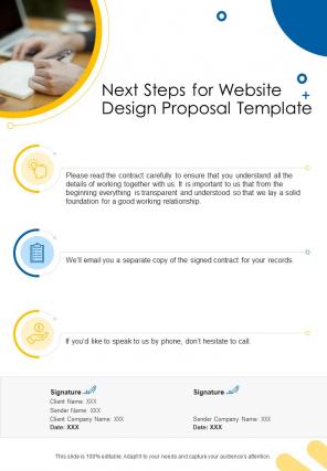 Next Steps For Website Design Proposal Template One Pager Sample Example Document