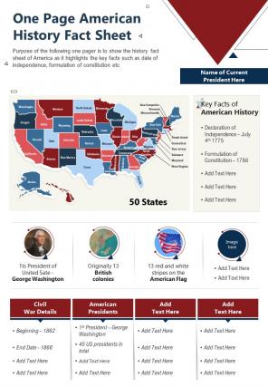 One page american history fact sheet presentation report infographic ppt pdf document