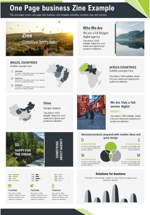 One page business zine example presentation report infographic ppt pdf document