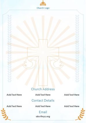 One page church logo contact us page church template 225 presentation report infographic ppt pdf document