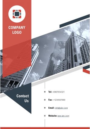 One page company logo contact us page business development report infographic ppt pdf document
