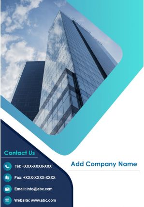 One page company name contact us page property management report infographic ppt pdf document