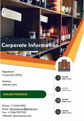 One page corporate information presentation report infographic ppt pdf document