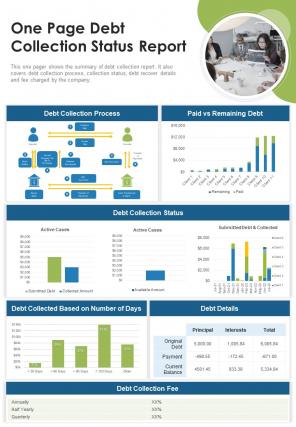 One page debt collection status report presentation infographic ppt pdf document