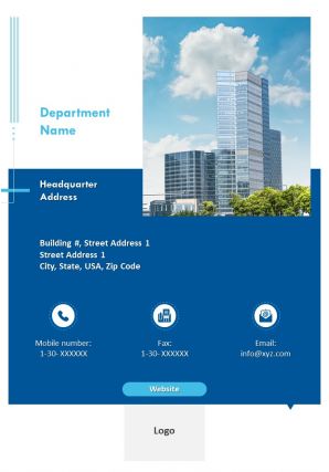 One page department name contact us page department of education infographic ppt pdf document