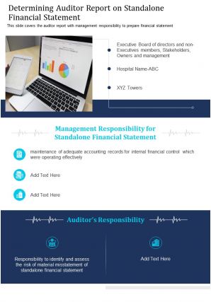 One page determining auditor report on standalone financial statement infographic ppt pdf document