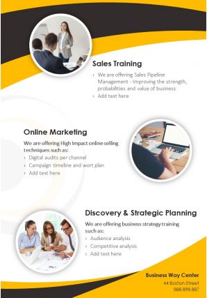 One page education and training brochure template