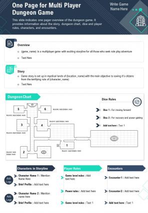 One page for multi player dungeon game presentation report infographic ppt pdf document