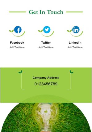 One page green energy consultant brochure template