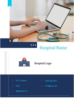 One page hospital name contact us page presentation report infographic ppt pdf document