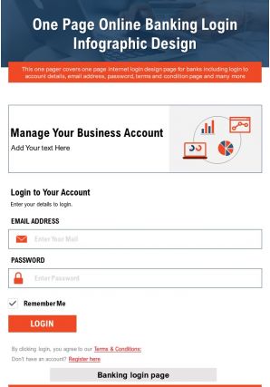 One page online banking login infographic design presentation report infographic ppt pdf document