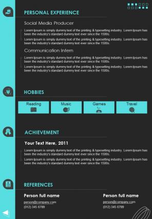 One Page Professional Resume For Sales Representative Presentation Report Infographic Ppt Pdf Document