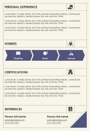 One Page Professional Sales Manager Resume Presentation Report Infographic Ppt Pdf Document
