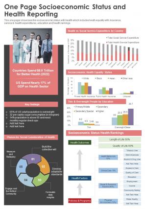 One Page Socioeconomic Status And Health Reporting Presentation Infographic Ppt Pdf Document