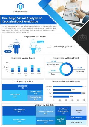 One Page Visual Analysis Of Organizational Workforce Presentation Report PPT PDF Document