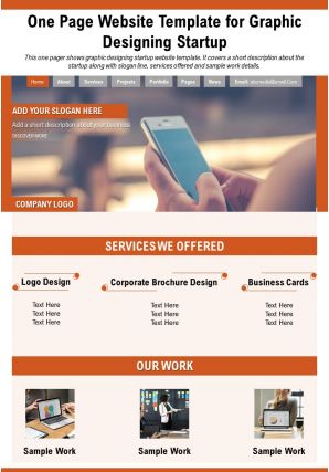 One page website template for graphic designing startup presentation report infographic ppt pdf document
