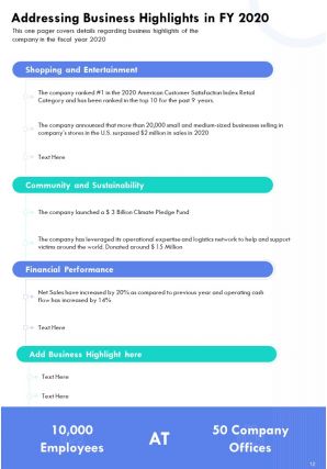 One pager annual performance report examples pdf doc ppt document report template