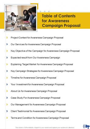 One pager awareness campaign proposal template
