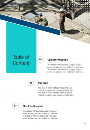 One pager contractor services proposal template