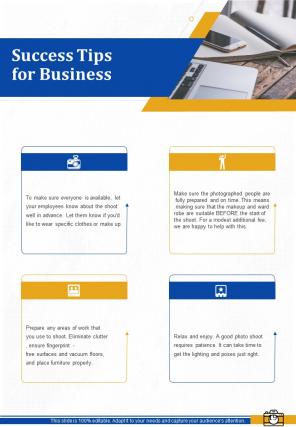 One pager corporate photography proposal template