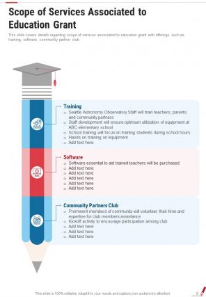 One pager education grant proposal template