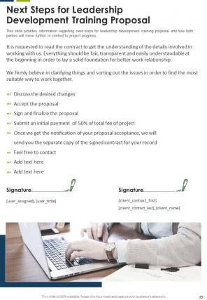 One pager for leadership development training proposal template