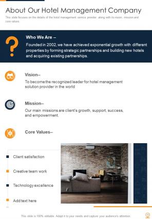 One pager hotel management contract proposal template