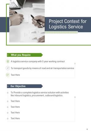 One pager logistics service proposal template