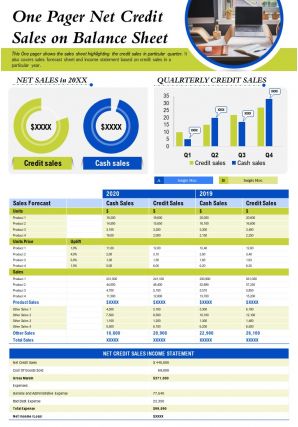 One pager net credit sales on balance sheet presentation report ppt pdf document