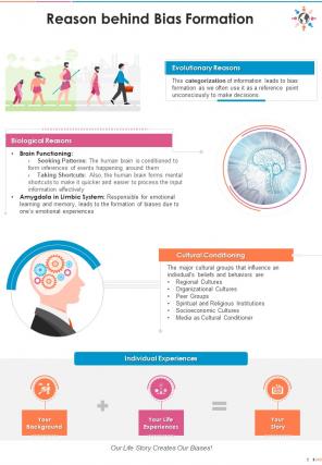 One Pager On Reason Behind Bias Formation Training Ppt Report Infographic Pdf Document