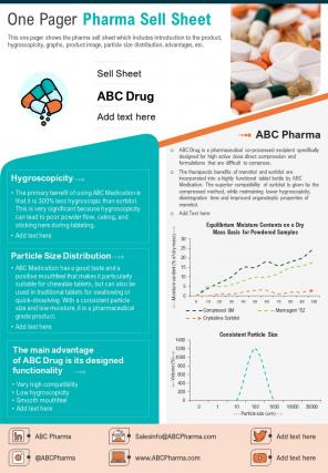 One pager pharma sell sheet presentation report infographic ppt pdf document
