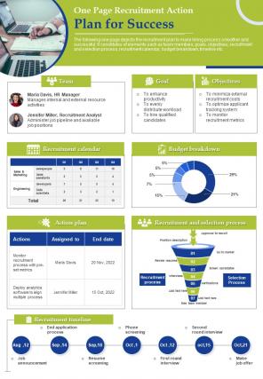 One Pager Plan For Success Presentation Report Infographic Ppt Pdf Document