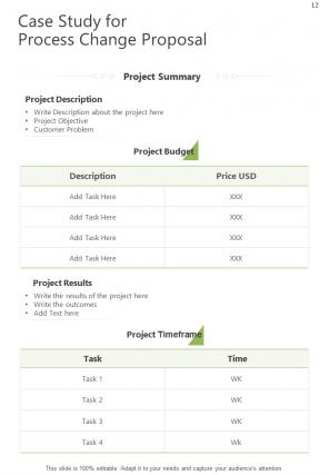 One pager process change proposal template