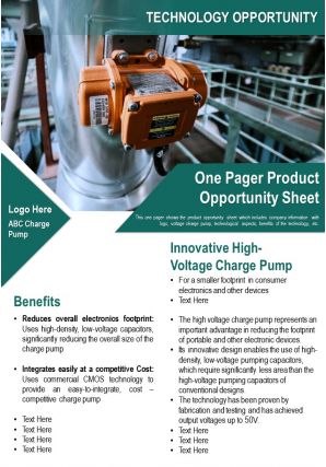 One pager product opportunity sheet presentation report infographic ppt pdf document