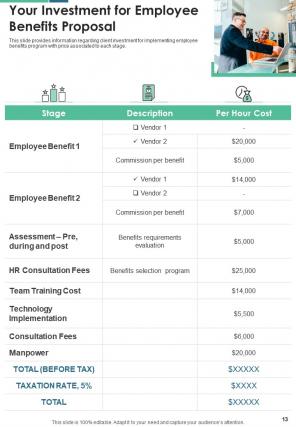 One pager proposal for employee benefits template