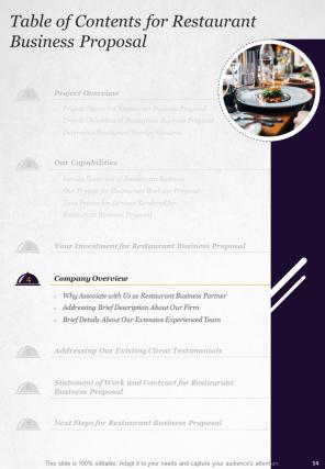 One pager restaurant business proposal template