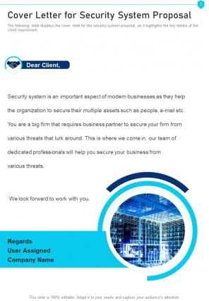 One pager security system proposal template