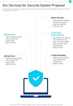 One pager security system proposal template