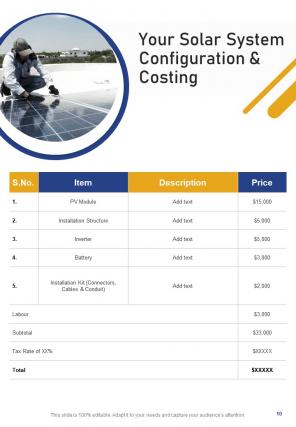 One pager solar panel installation proposal template