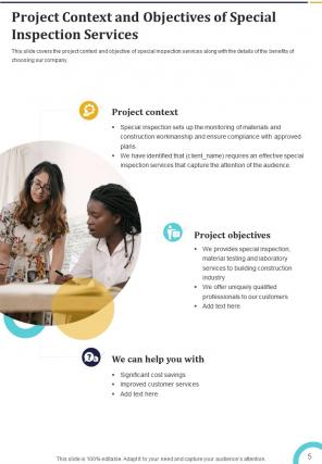 One pager special inspection proposal template