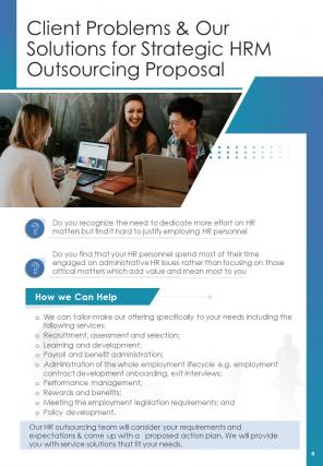 One pager strategic hrm outsourcing proposal template