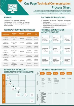 One pager technical communication process sheet presentation report ppt pdf document