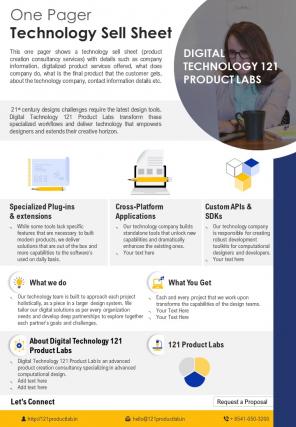 One pager technology sell sheet presentation report infographic ppt pdf document