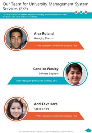 One pager university management system proposal template