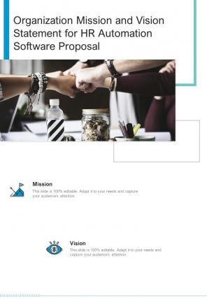 Organization Mission And Vision Statement For HR Automation Software One Pager Sample Example Document