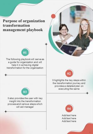 Organization Transformation Management Playbook Report Sample Example Document Colorful Compatible
