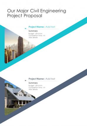 Our Major Civil Engineering Project Proposal One Pager Sample Example Document